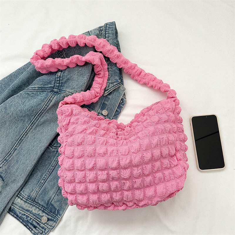 Coreano ins pliegue nubes bolsa de tote marea de gran capacidad suave mochila para chicas bolsas de soplado simple de color sólido