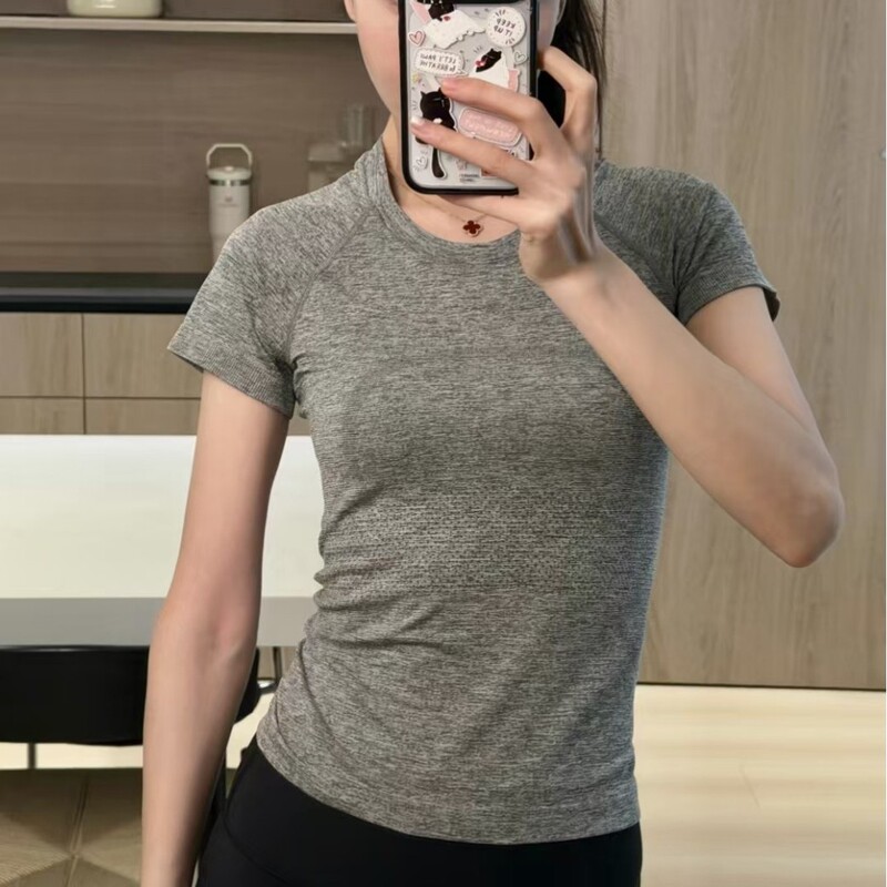 Original branded LULU women's sports 1.0 short-sleeve T-shirt, casual running quick-dry breathable fitness yoga top