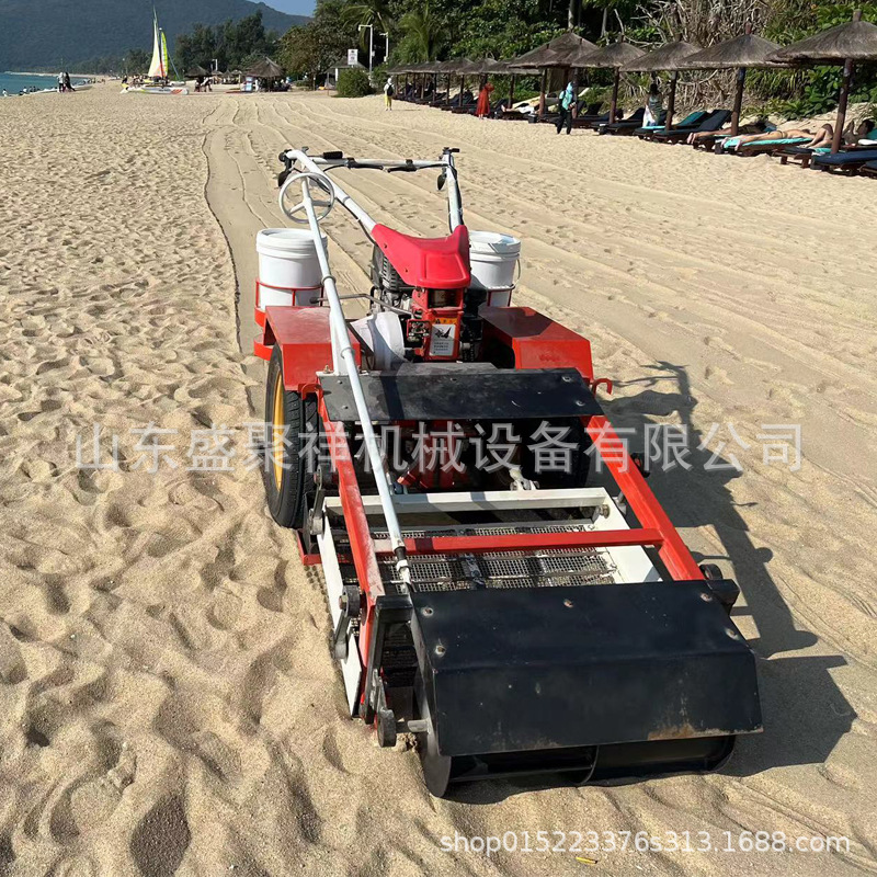 手推式海边沙滩清理机戈壁沙滩石头清理捡碎石机 过滤分离清洁机