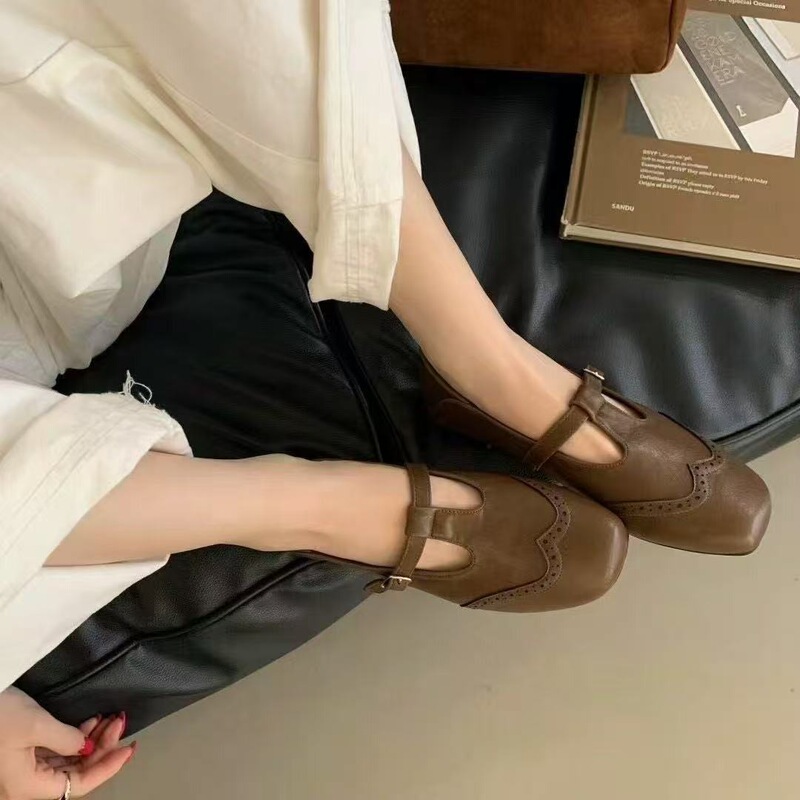 复古平底扣带浅口单鞋女2025年秋季新款韩版小皮鞋英伦风玛丽珍鞋|undefined