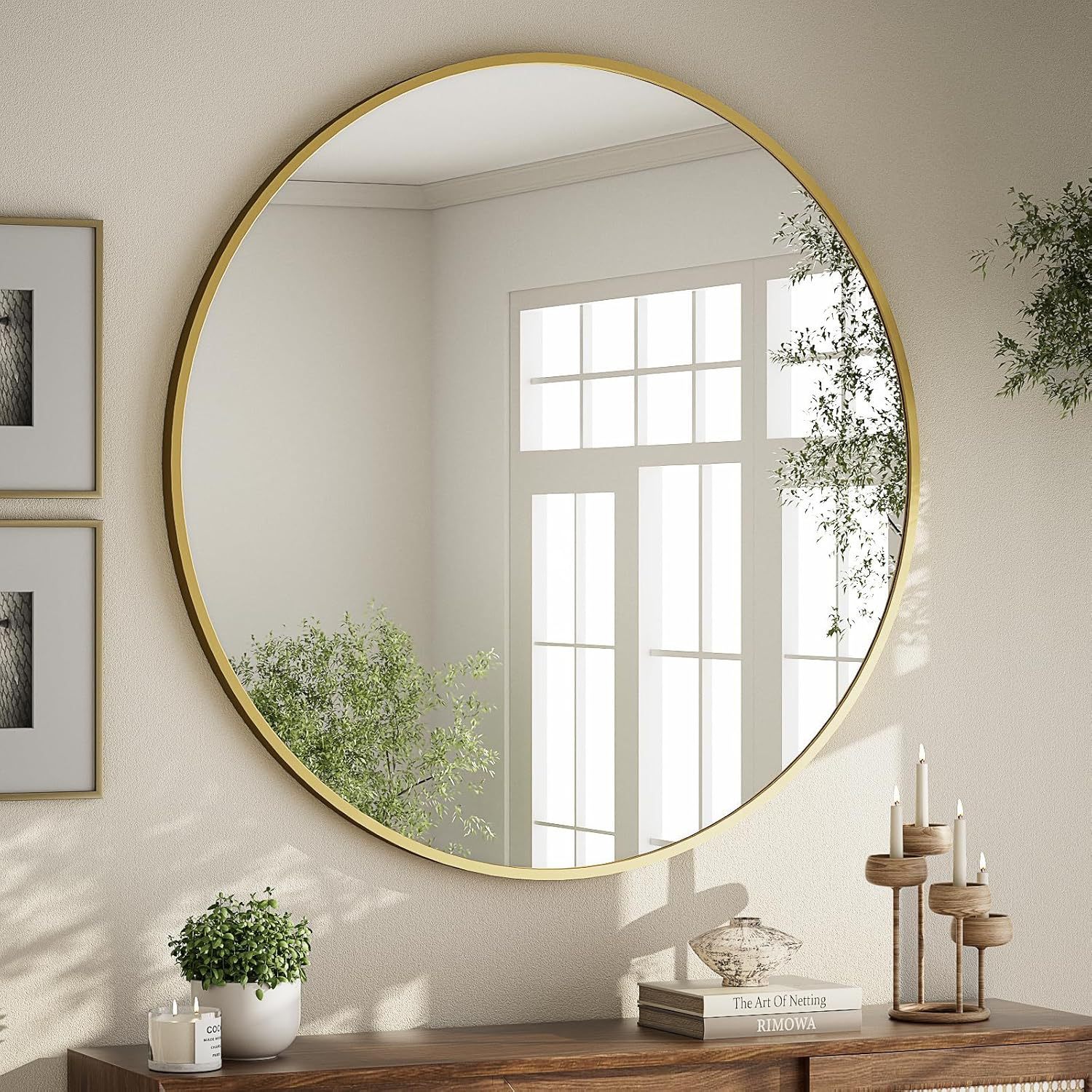 Cross-Border Aluminum Alloy Bathroom Mirror Bathroom Vanity Mirror Wall-Mounted Mirror Bathroom Mirror Nordic Style Round Mirror