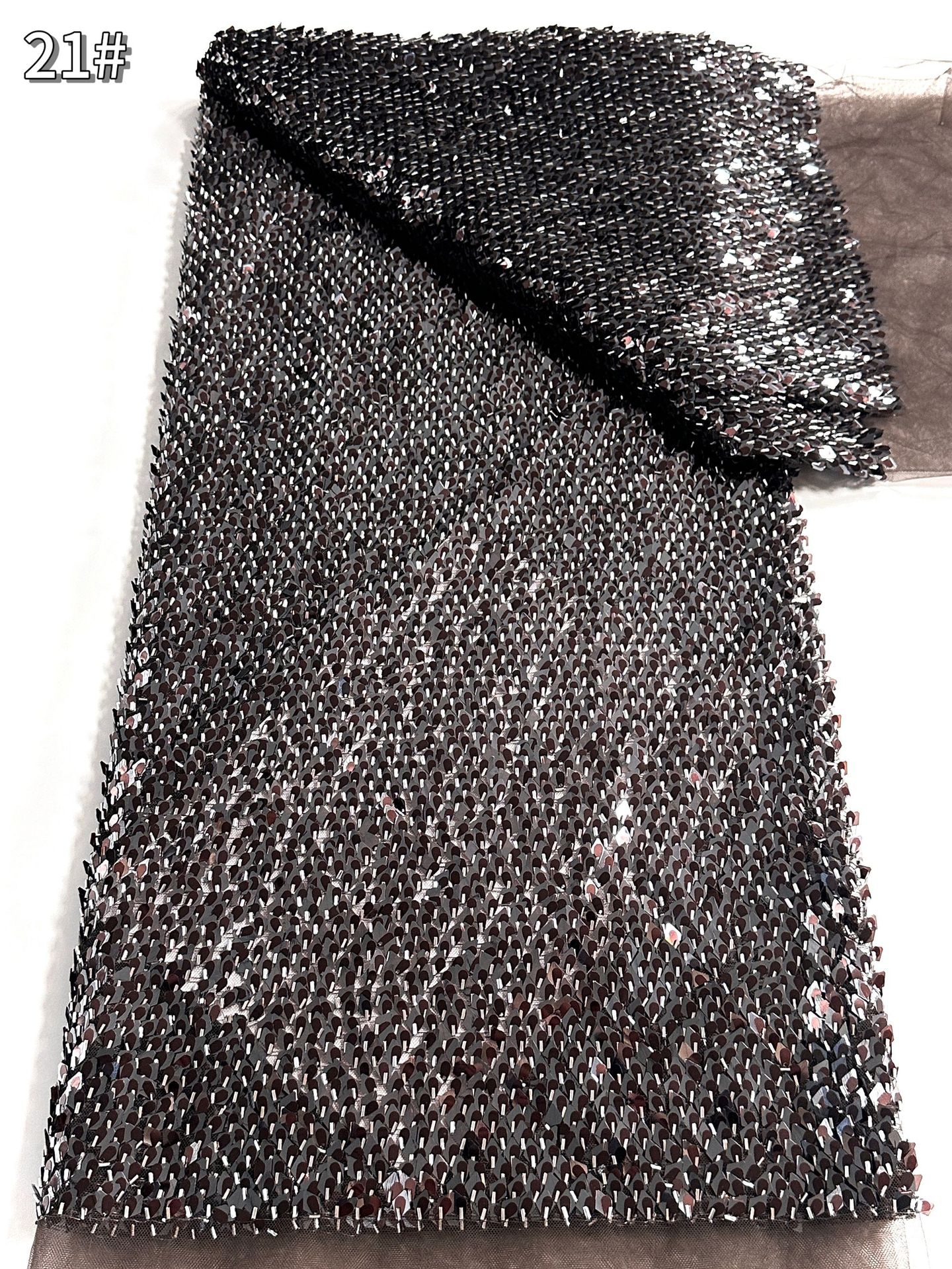 African Beaded Lace Fabric Lentejuelas bordado de lentejuelas tela de malla de escamas de la industria pesada