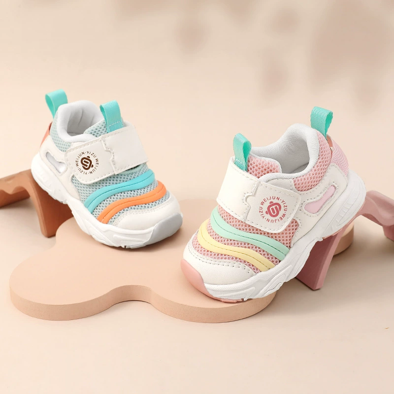 2024 новые осенние и зимние детские туфли для малышей, функциональная обувь, нескользящая детская обувь с мягкой подошвой, дышащая детская спортивная обувь с сеткой