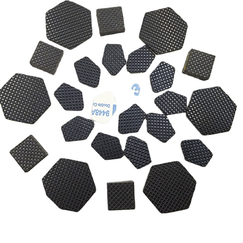 硅胶脚垫自粘防滑灰色黑色减震桌椅橡胶脚垫支架网格硅胶条贴厂家