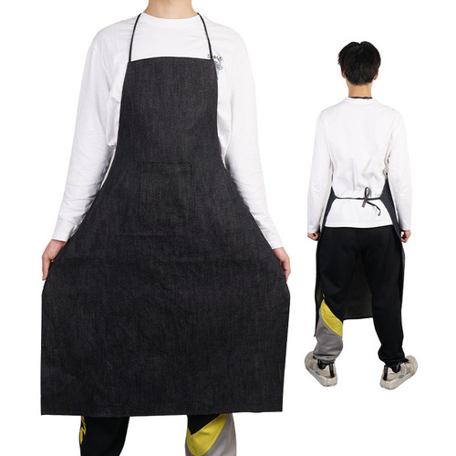 Durable thick denim apron extended cover jacket, anti-dirty, anti-stain, electric welding, woodworking, labor protection work apron