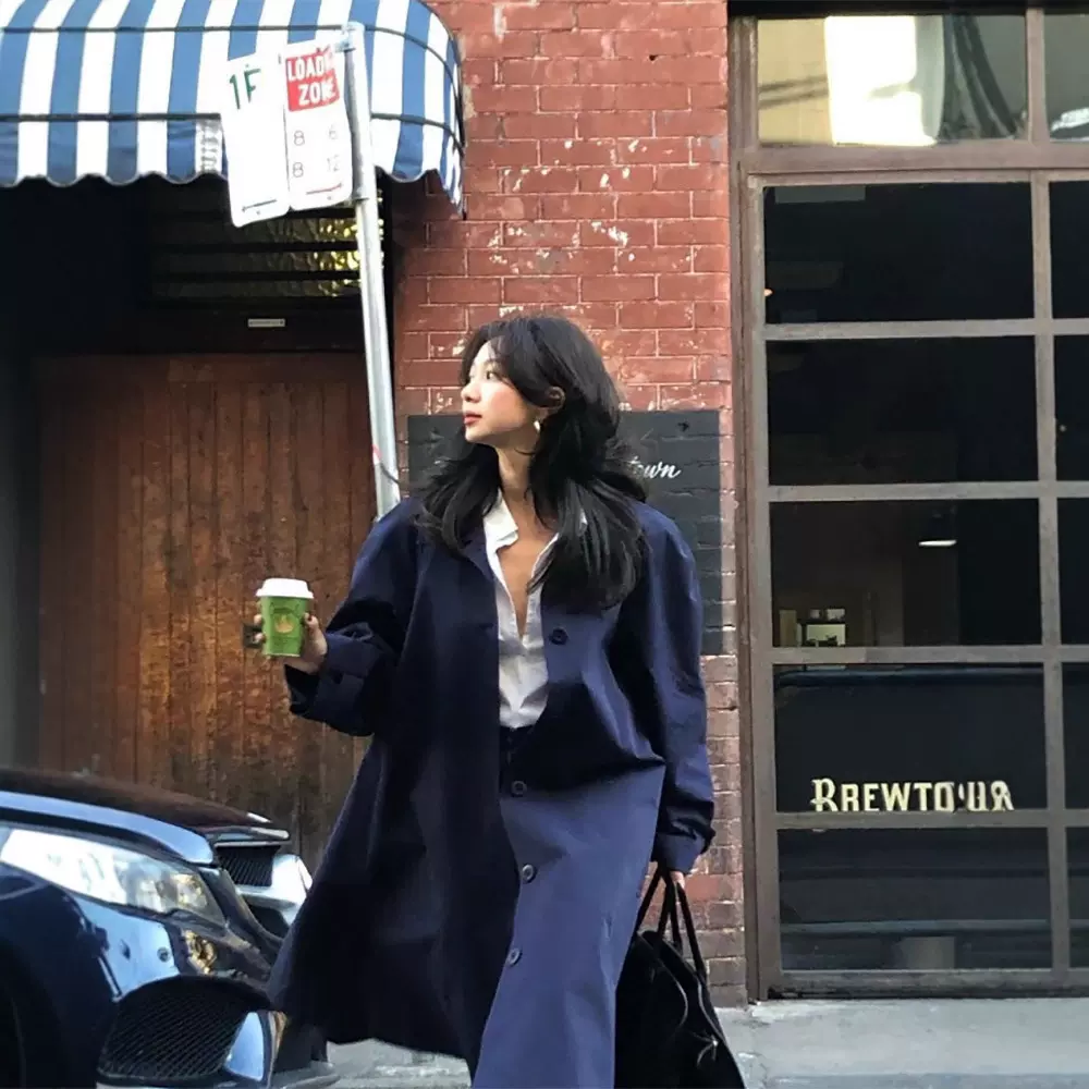 现货 休闲中长款风衣外套女2025春秋季小个子意法高端韩系上衣s*u