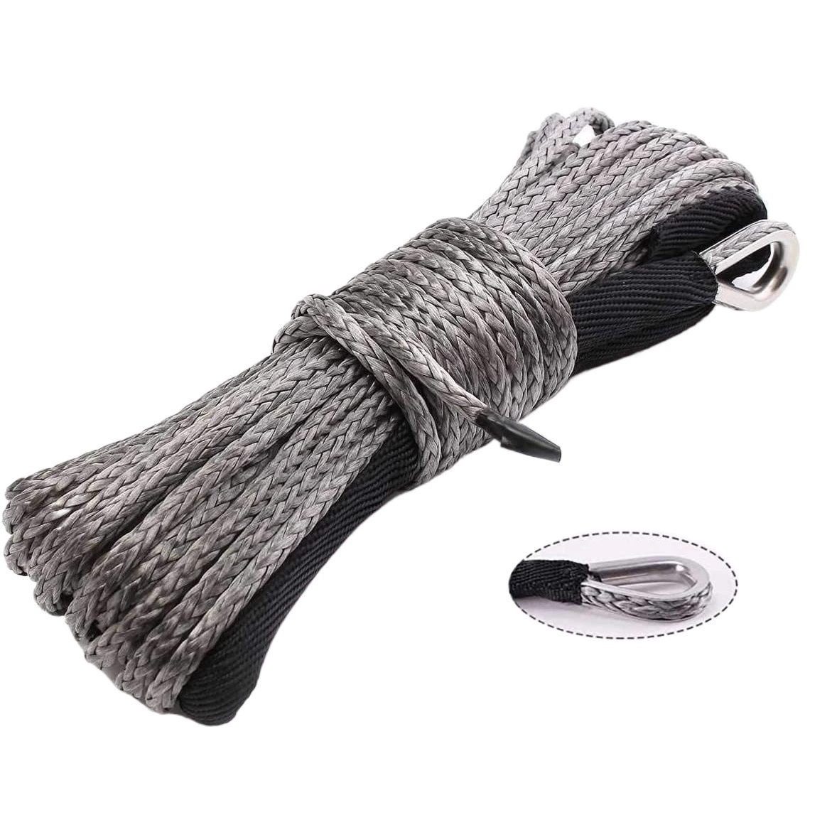 6 мм x 15 м веревка из синтетического волокна, веревка для лебедки, 7700 фунтов, 1/4 полимерный крючок для прицепа, электрическая лебедка UHMWPE