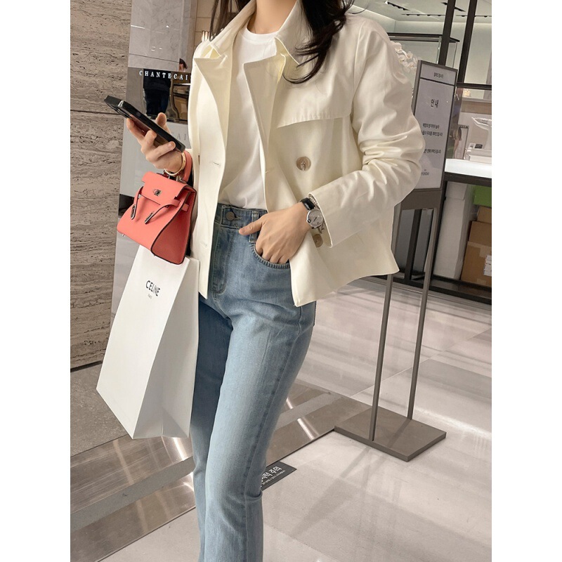 Foreign Trade Women's Dress Calm and Elegant Korean Coat Dongdaemun Windbreaker Loose Double-breasted Cardigan Short Korean Style