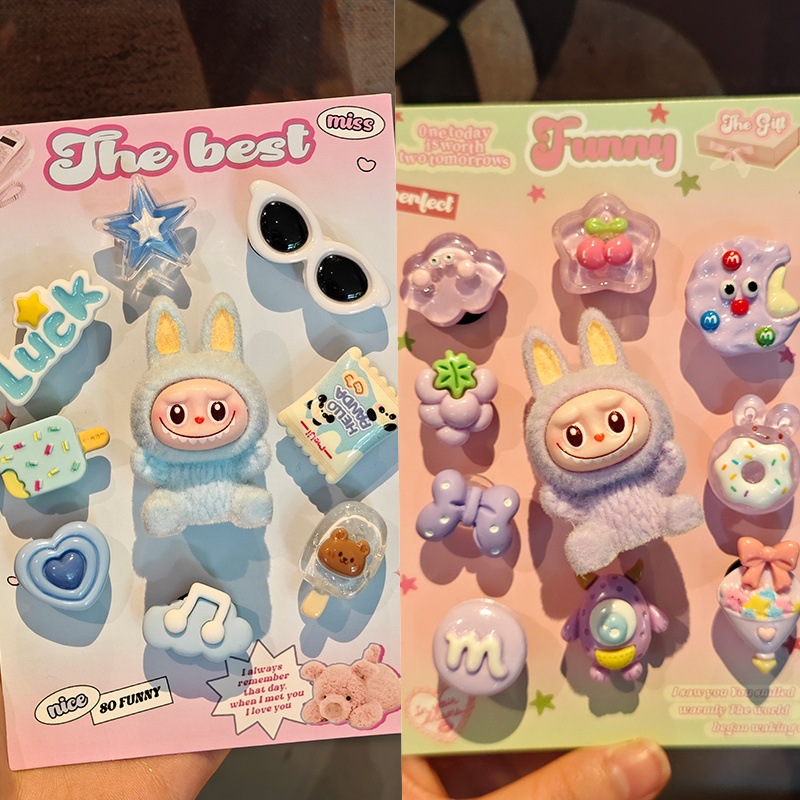 [긴귀 래브 블루 + 퍼플] 신발 버클 18개