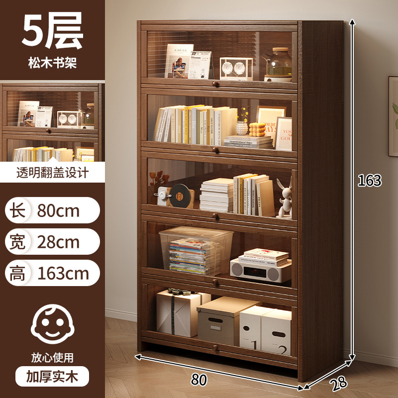 Estantes de madera sólida estantería de piso integrado contra la pared almacenamiento de almacenamiento de artículos de visualización de la sala de estar estante de libros para niños