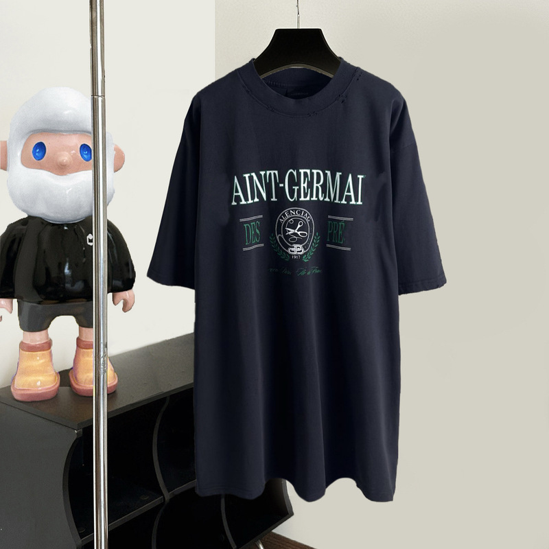 Paris correct version B home Saint-Germain crack glue wheat scissors tide brand high version small neckline short sleeve T-shirt Paris correct version B home Saint-Germain crack glue wheat scissors tide brand high version small neckline short sleeve T-shirt