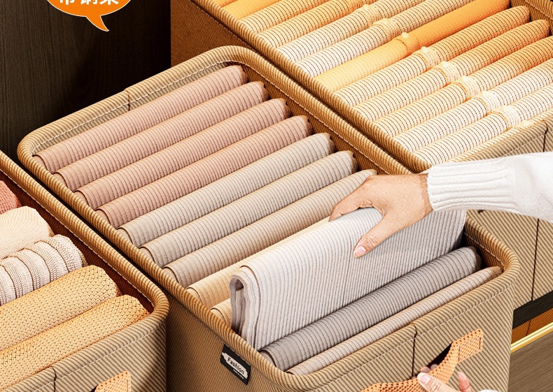 Verdickter Stoff-Aufbewahrungsbox für Kleidung, Aufbewahrungskorb aus Stoff, Kleidungs- und Hosenlagerbox, Aufbewahrungsbox für Schrank, Heimgebrauch und Schlafsal