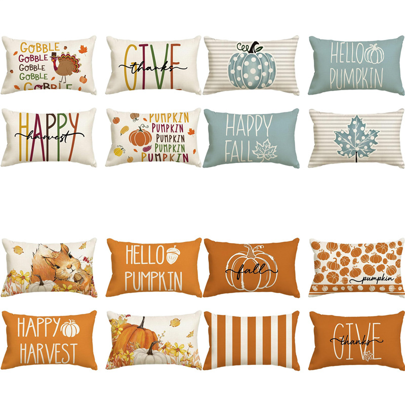 Cross-Border New Thanksgiving Turkey Pillowcase Autumn Pumpkin Maple Leaf Home Decoration Ultra-Soft Material Sofa Cushion