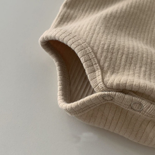 Korean version of children's clothing for infants and toddlers, thickened winter male and female babies, soft and skin-friendly fungus collar, solid color jumpsuit, romper, harem