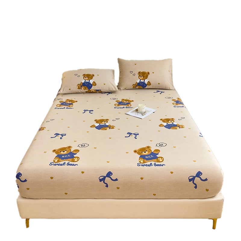 Funda de cama cepillada de algodón cubierta protectora de colchón de una sola pieza 2024 nueva funda de cama impresa para una sola persona para todas las estaciones