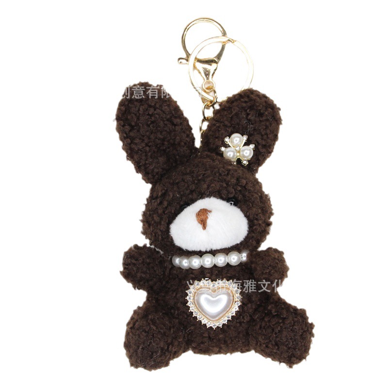 Japonés y coreano lindo conejo de dibujos animados perla amor aleación colgante teléfono móvil bolsa llavero colgante coche colgante