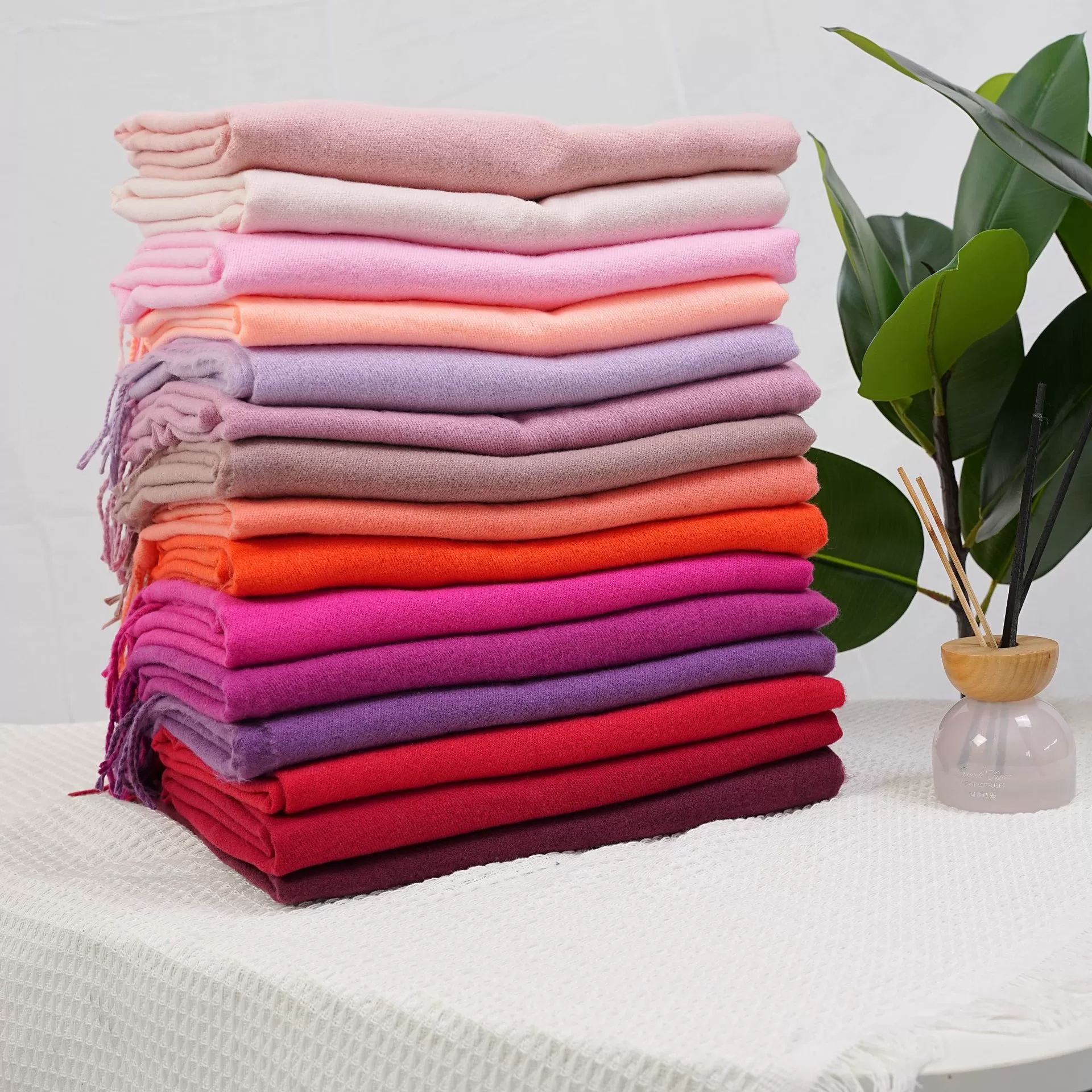 Осенне-зимний шарф из искусственного кашемира, однотонный мужской утолщенный шаль, теплый женский кашемировый шарф с кисточками, оптовая продажа, красный