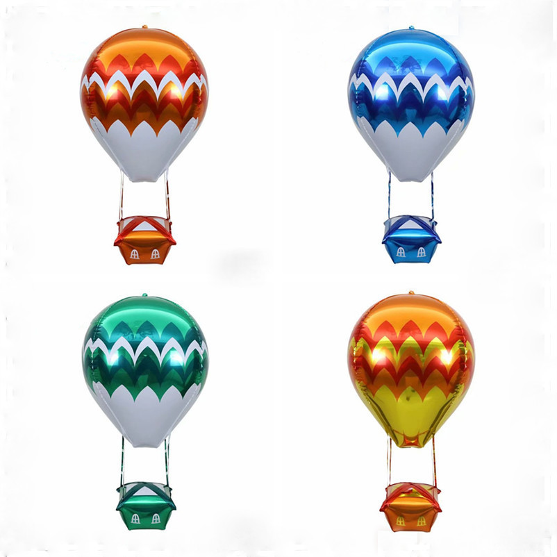 New 22-inch 3D 4D hot air balloon shape children's birthday party decoration floating aluminum foil balloon wholesale