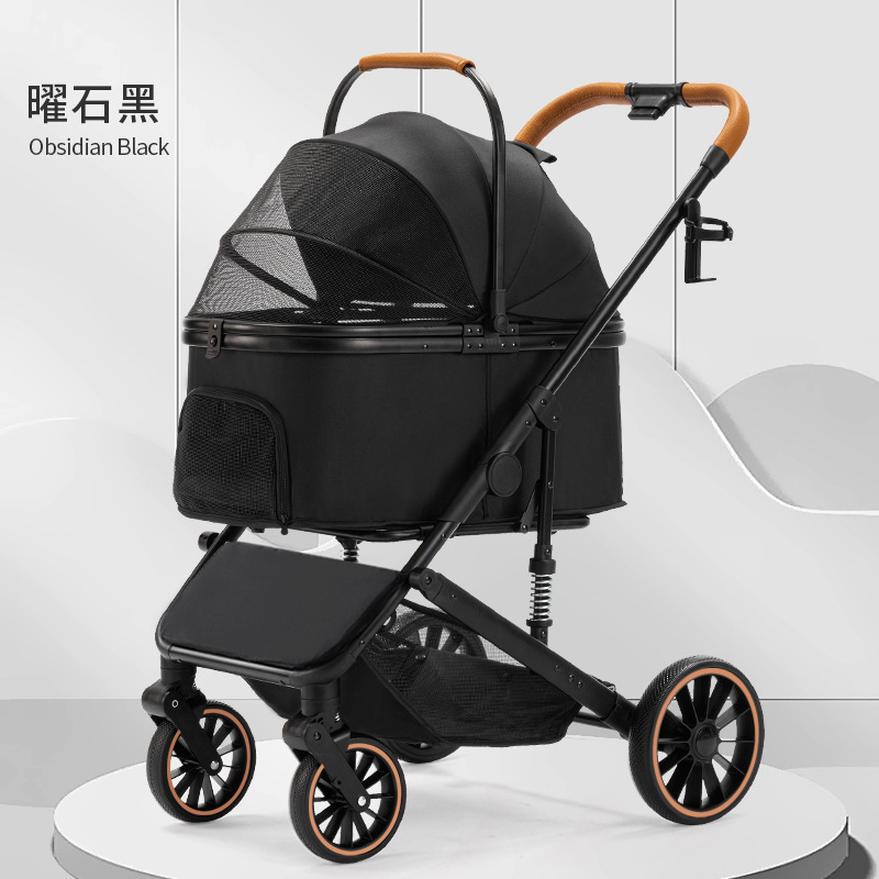 Cochecito Plegable para Mascotas de Metal Desmontable con Un Clic para Perros Pequeños y Gatos