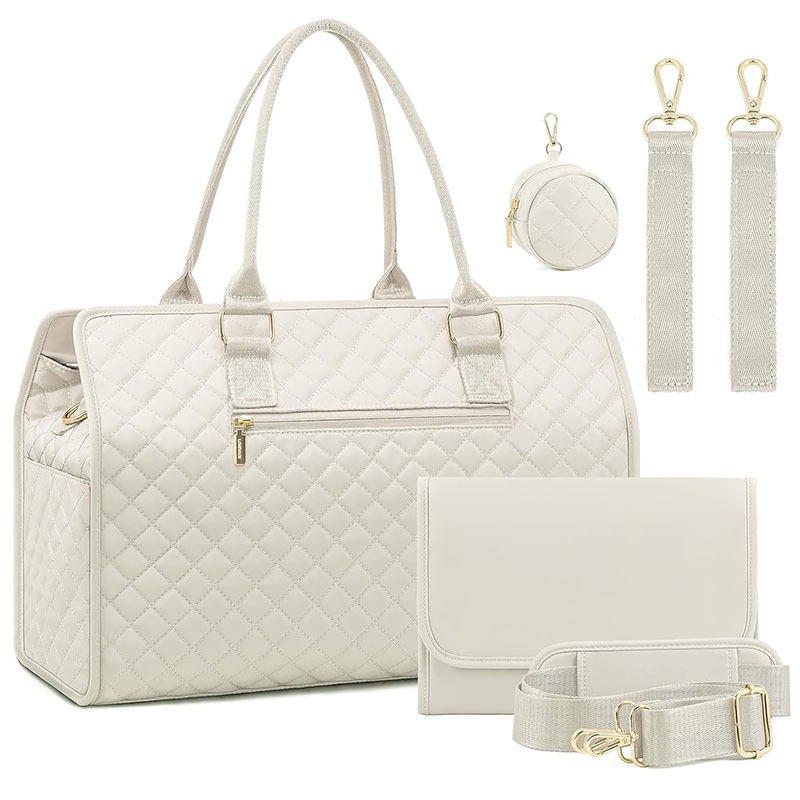 Amazon Hot Sale Fashionable Pleated Cotton Mummy Bag Portable Multi-function Mother and Baby Bag Large Capacity Waterproof Baby Diaper Bag