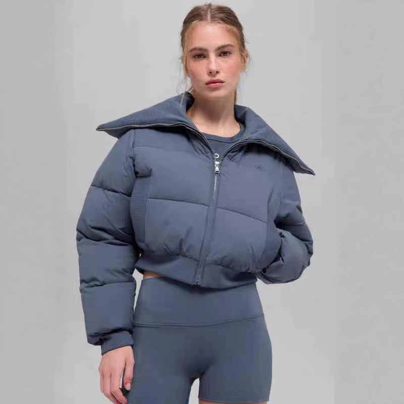 Alo25 Winter Large Lapel Knitted down Cotton Jacket with European and American Design, Fashionable and Versatile Knitted down Cotton Jacket