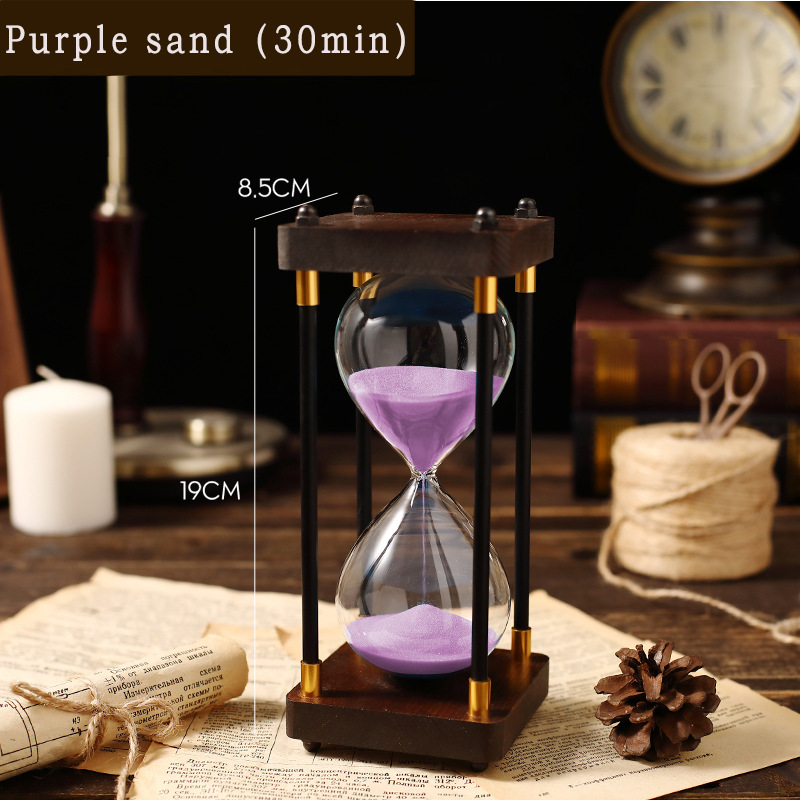 Classic Wooden Hourglass Timer For Home And Office Decoration_voghion.com