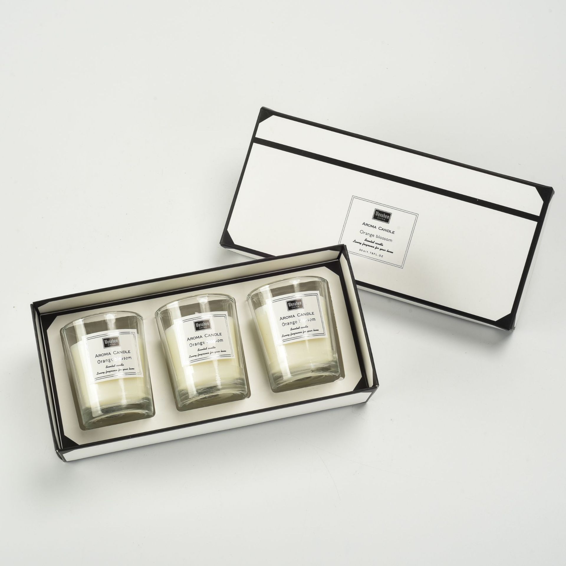 Caja de regalo de aromaterapia de cuatro colores vela de aromaterapia de tres piezas cera de soja libre de humo vela perfumada productos de tela romántica DIY