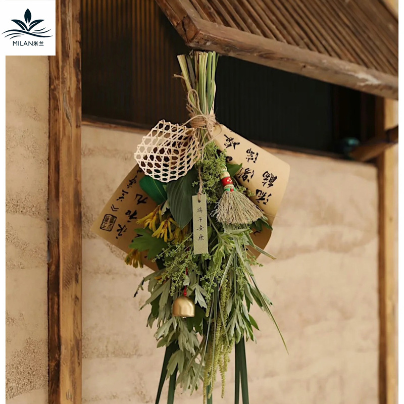 Dragon Boat Festival hecho a mano bricolaje bambú barco dragón barco ajenjo bolsita ramo embalaje decoración de la puerta colgante joyería de coche hecha a mano