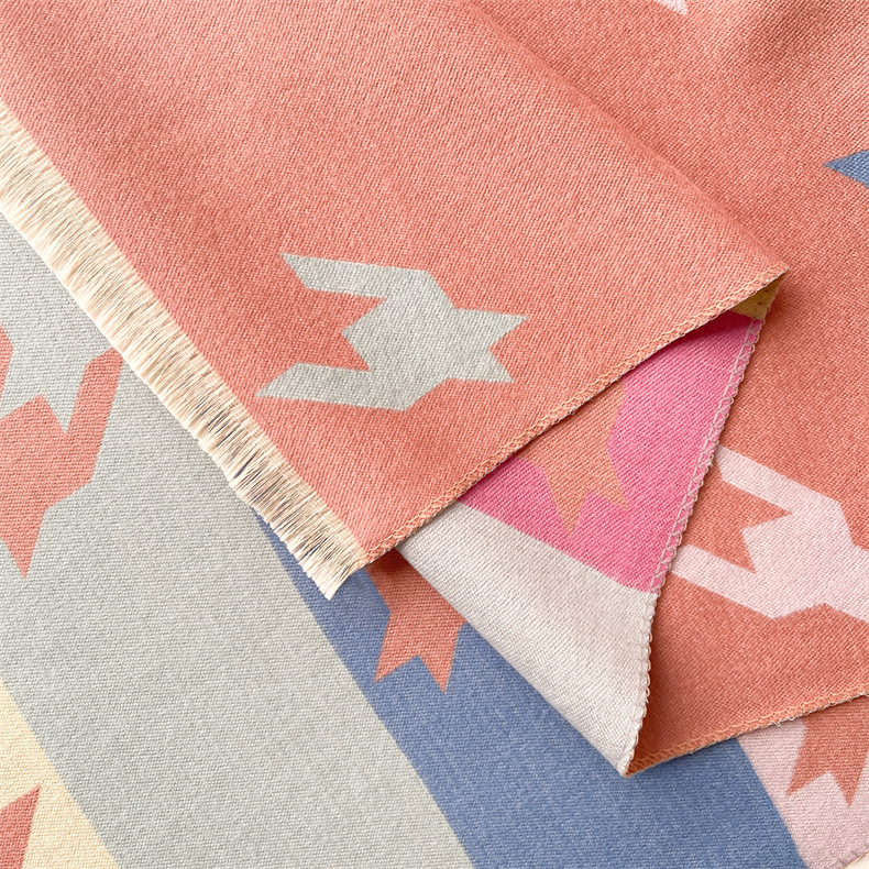 Winterwarm, modisch, hochwertig, Anti-Aging mit beidseitigem Druck und buntem Hahnentrittmuster in Kaschmir_voghion.com