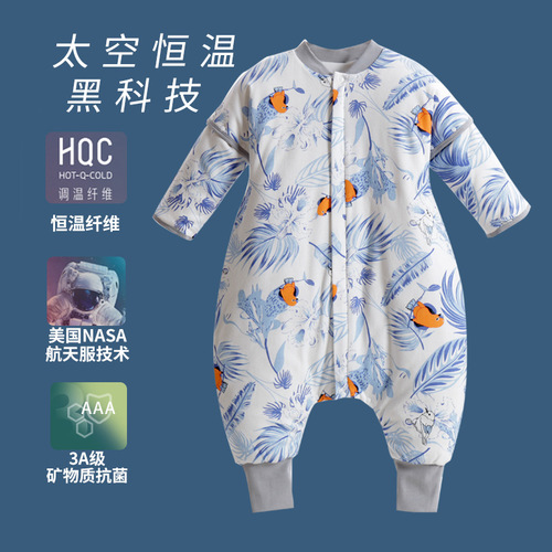 Love Poem Miao Autumn and Winter Cartoon Baby Sleep sack 100% Cotton Constant Temperature Class A Children's Sleep sack Detachable Sleeve Baby Anti-Kick Blanket