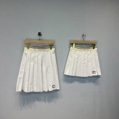 南油女装25M家夏季新款甜美减龄条纹字母刺绣高腰百褶半身裙女