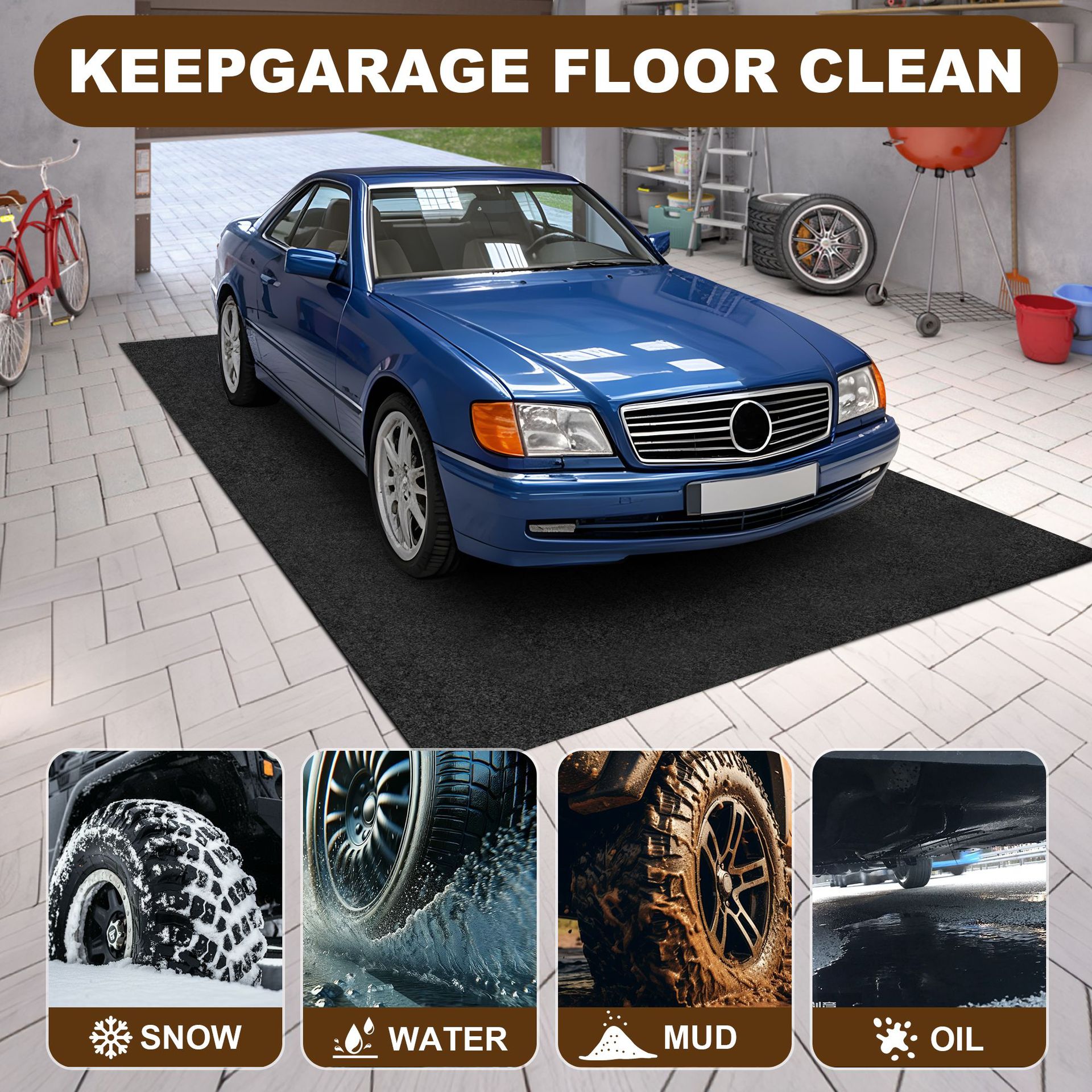 Cross-border bestseller oil-proof and waterproof floor mat, car garage floor mat, non-slip rubber-backed floor mat, repair mat, customizable