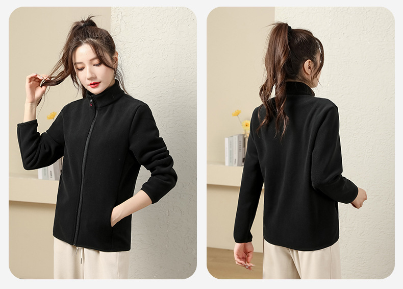 Women's Casual Classic Style Solid Color Zipper Coat Polar Fleece Coat display picture 1