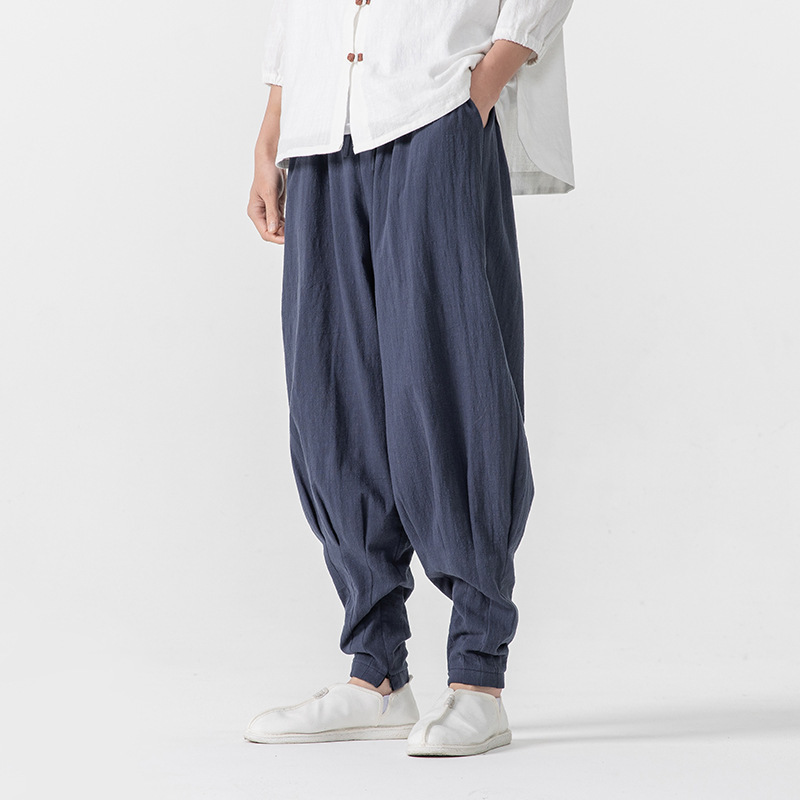Cross-border Southeast Asia Foreign Trade Loose Plus Size Cotton and Linen Monk Leggings Cotton and Linen Chinese Style Hanfu Casual Pants