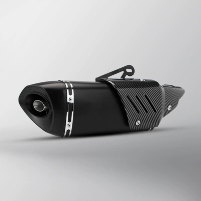 Scorpio oblique quadrangular carbon Motorcycle exhaust pipe - diagonal-four-corner-round-tail-black-imitation-carbon-fiber-cover