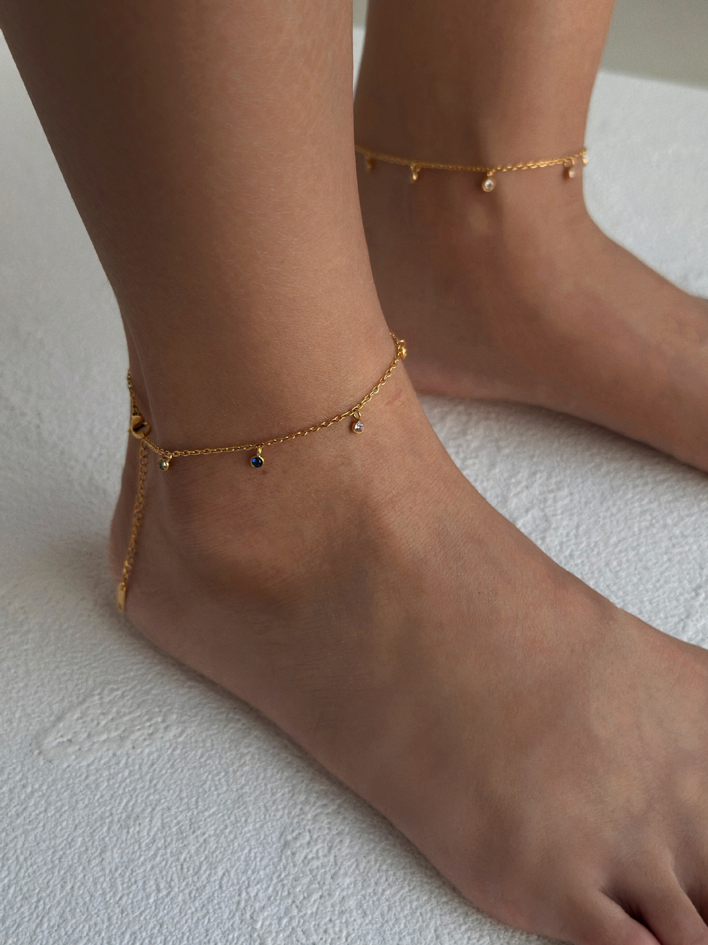 Simple Style Solid Color Stainless Steel Plating 18k Gold Plated Women's Anklet display picture 4