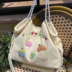 日本インスタイルかわいいカジュアルショルダーバッグ軽量旅行キャンバスバッグ学生クラス通勤トートバッグレディースバッグ