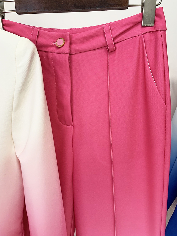 GraceChic Cross-Border In-Stock 2025 New Fashionable Gradient Slim Fit Suit With Flared Trousers Two-Piece Set_voghion.com