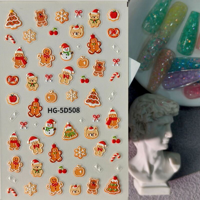 Original Christmas Embossed Nail Stickers Cross-Border 3D Christmas Bear Gingerbread Man Nail Stickers Hg Model Original Christmas Embossed Nail Stickers Cross-Border 3D Christmas Bear Gingerbread Man Nail Stickers Hg Model