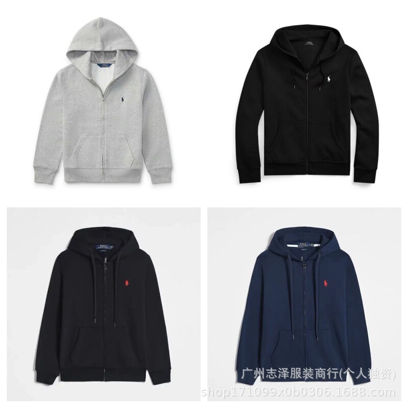 Foreign Trade Cross-Border Lf Paul Men's Loose Large Size Spring and Autumn Hooded Jacket Women's Fleece Sweatshirt Pony Embroidery Zipper