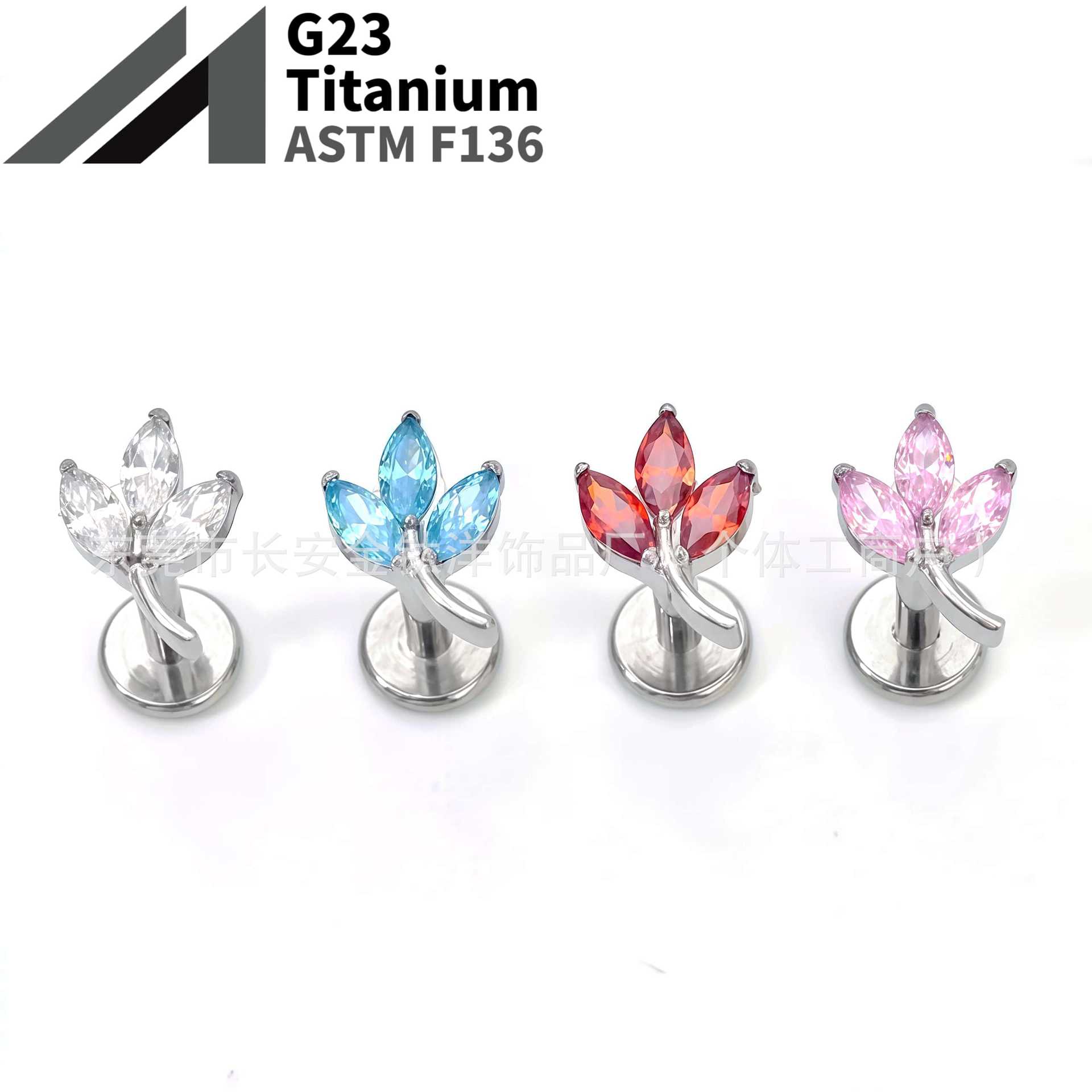 16G labret stud size and finish detail