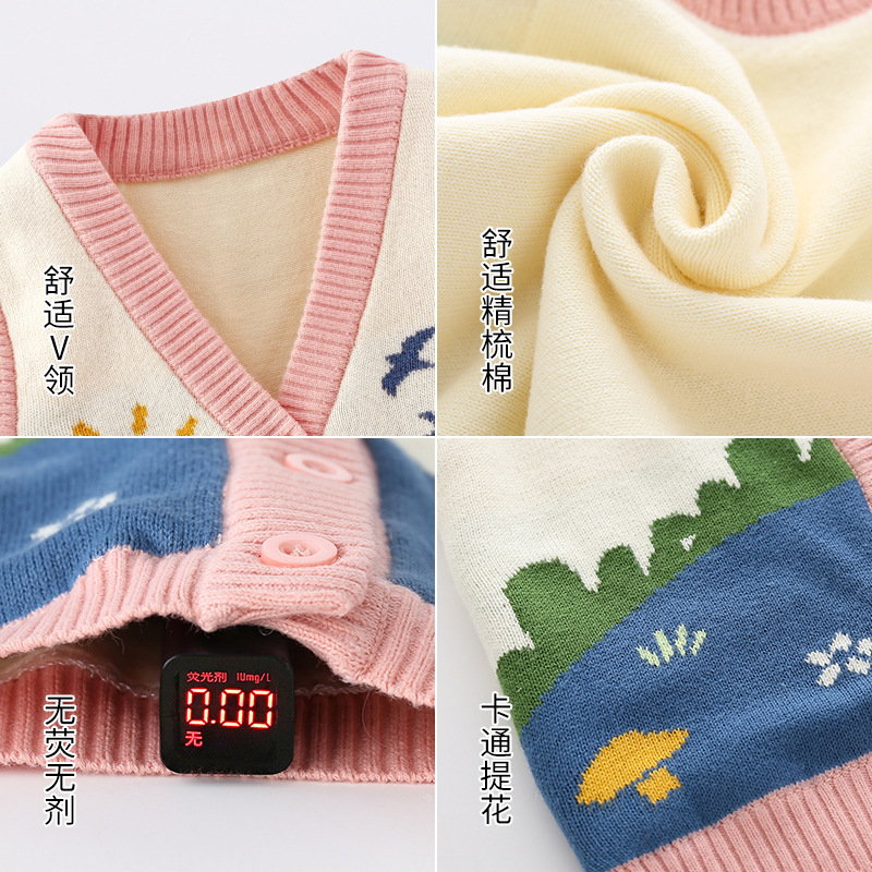 Babu Yutian estilo clase A de punto bebé chaleco primavera y otoño de los niños de dibujos animados chaleco cardigan de punto suéter del bebé