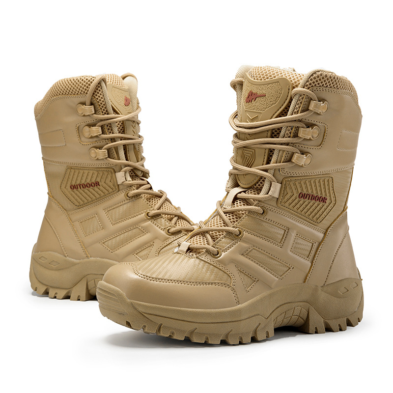 Botas militares de gran tamaño extranjeras antideslizantes y resistentes al desgaste para hombres al aire libre zapatos de montaña de alta altura para caminar a través de la carretera de trabajo botas de tendencia de ocio
