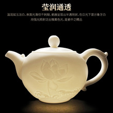 羊脂玉瓷荷花茶壶三才盖碗公道杯茶杯茶滤单买茶具配件组合散买