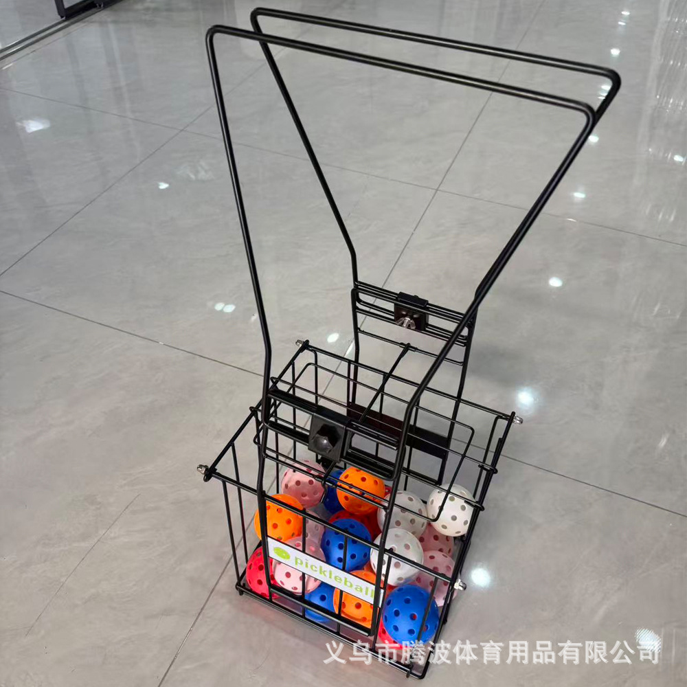 Pickleball Ball Pick-Up and Storage Rack, Portable Pickleball Storage Cart with Wheels, Ball Basket with Non-Bending Design for Picking up Pickleballs