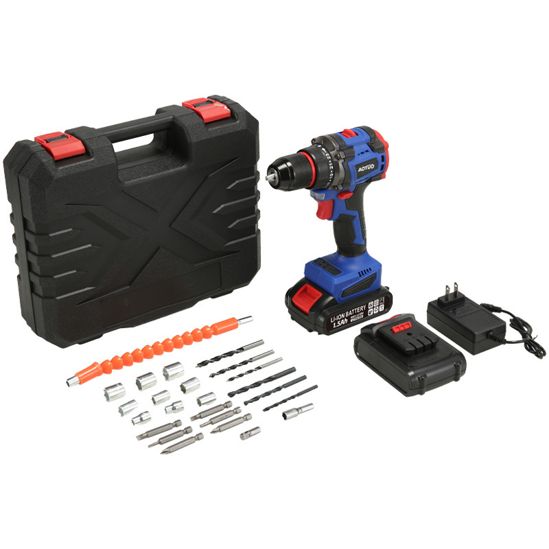 Transfronterizo nuevo taladro eléctrico de litio de alta potencia taladro de mano sin escobillas taladro de impacto carga taladro eléctrico de litio de doble velocidad destornillador eléctrico