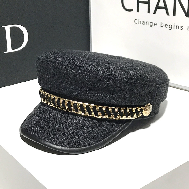Нavy модная кепка, французский стиль, западный стиль, стиль Chanel, британский стиль