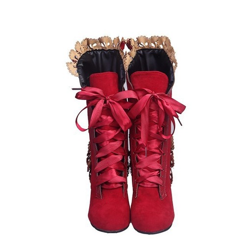 Lace-up Heeled Short Boots, Size 43, Plus Size, European and American Style, Autumn/Winter Single Boots