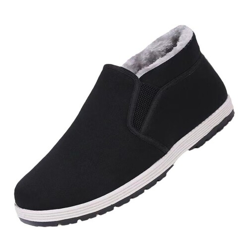 Men's Winter High-Top Canvas Shoes, Warm and Fleece Lined, for Middle-Aged and Elderly Dads, Non-Slip, Soft Sole, Thick-Insole Men's Shoes