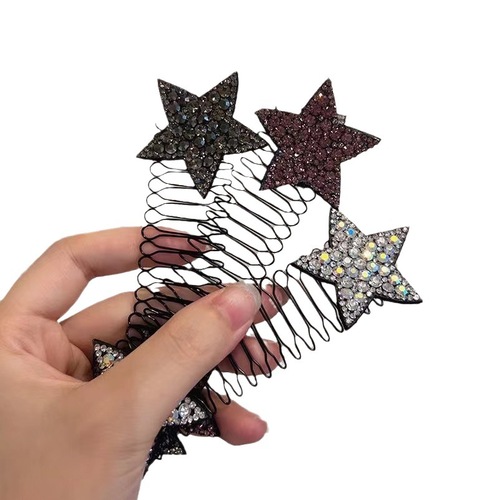 Water Diamond Star Shattered Hair Comb Women Shattered Hair Organization Gadget Invisible Rear Brain Shell Hair Styler Children's Dance Hair Pin Hair Comb